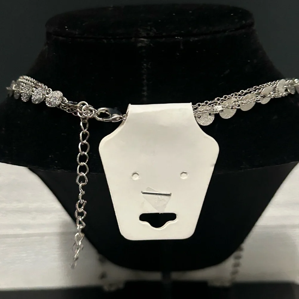 ✨ Silver Multi-Layer Disc & Chain Statement Necklace | New